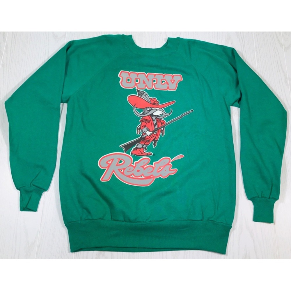 Vintage UNLV Rebels Sweatshirt Mens L Green Pannill Cotton Blend Crewneck 90s